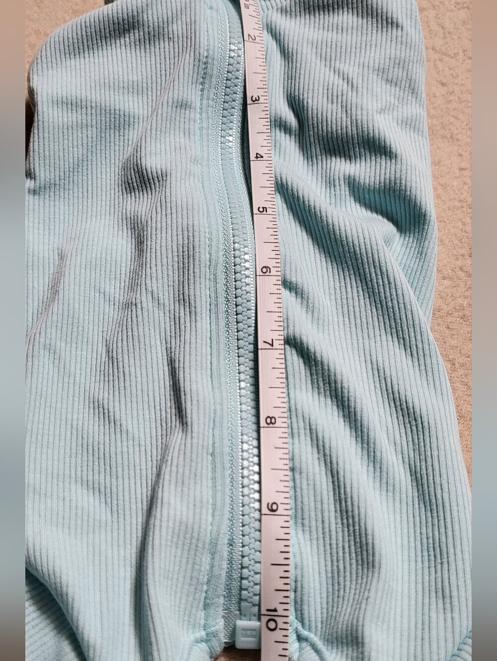 Light Blue Ribbed Zip-Up Onesie Cat Pajamas/ Surgical Suit Size Small - Picture 4 of 6